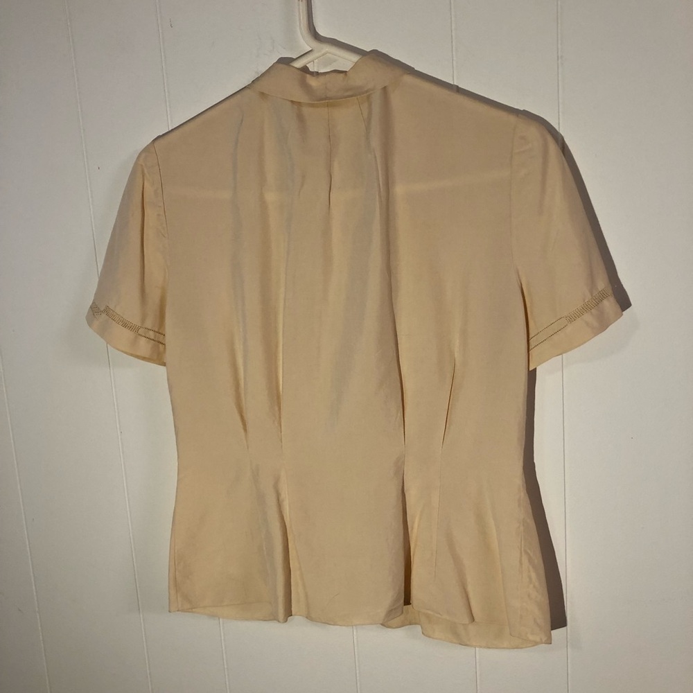 Vintage Cream Button Down Blouse with Mandarin Collar Size 6 (36) - Picture 6 of 7